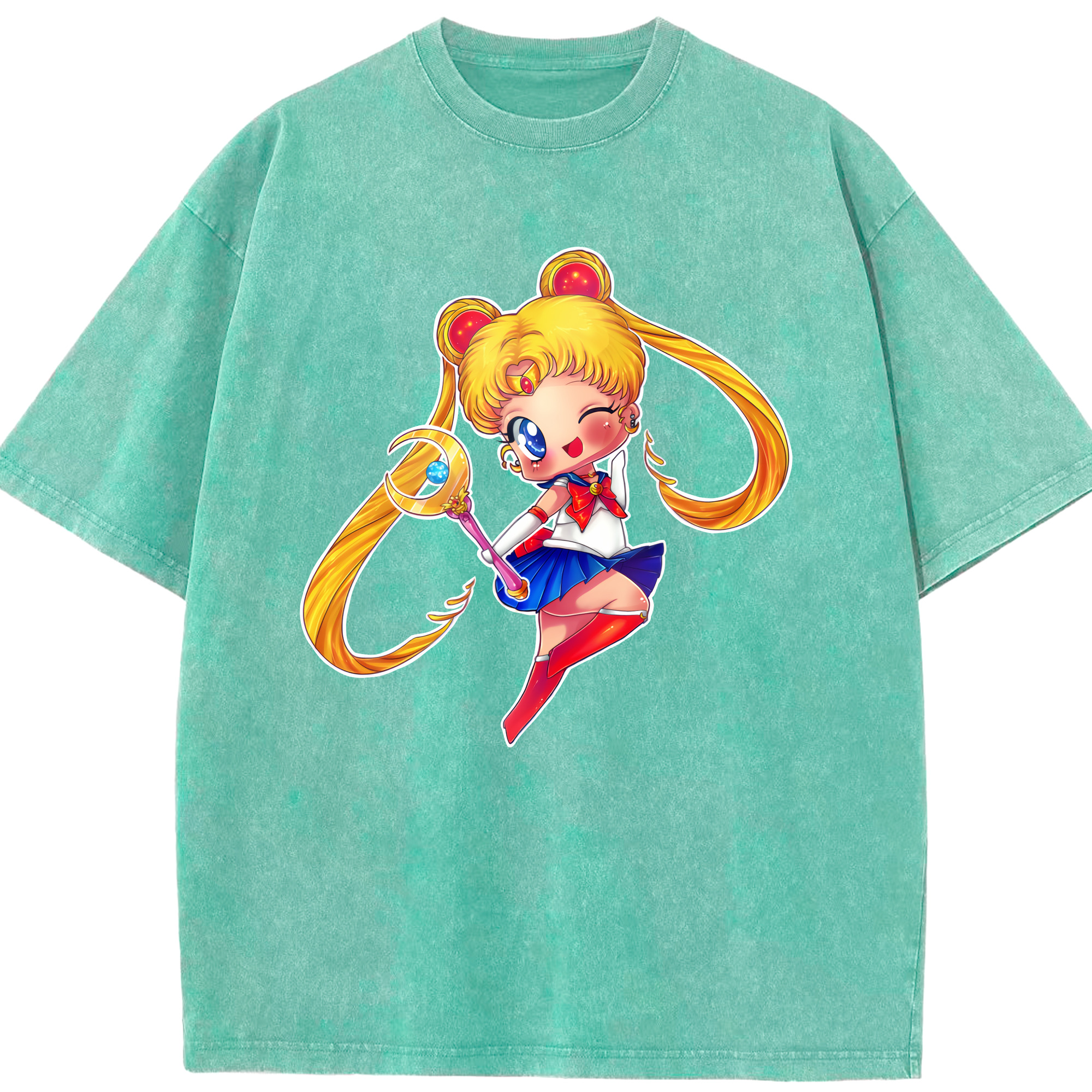 （画像用） 美少女戦士セーラームーン 月野 うさぎ つきの うさぎ Sailor Moon Tsukino Usagi 綿100% ヴィンテージ風 半袖Tシャツ（フロントプリント）
